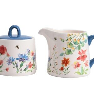 Floral Ceramic Creamer and Sugar Set